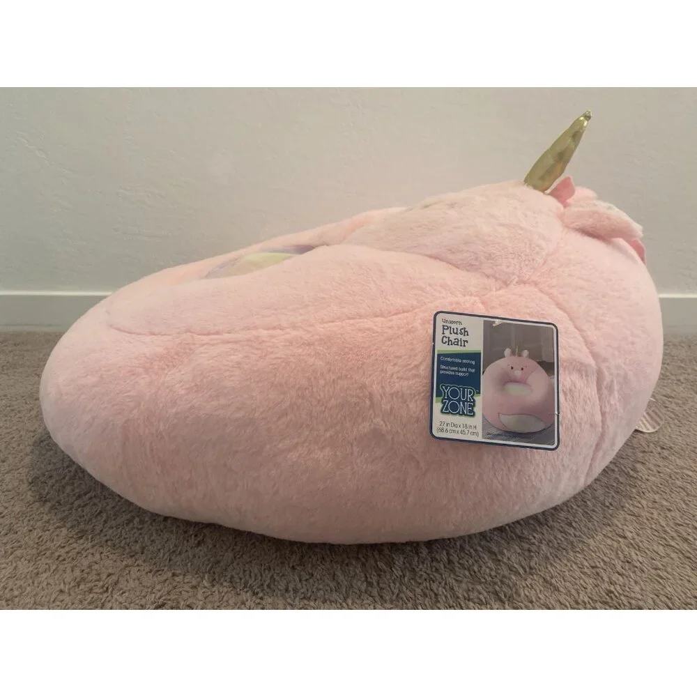 Your Zone Kids, Pink Soft Plush Unicorn Large Bean Bag Chair, Girls Kids 2.25 ft - Picture 11 of 11